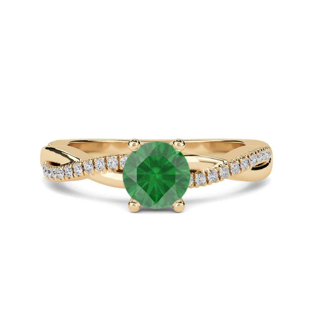 Round Emerald & Diamond Ring Image
