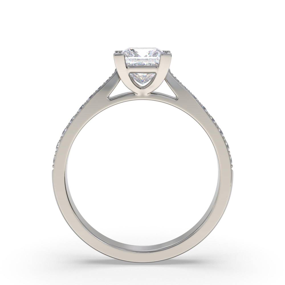 Princess Diamond Shoulder Set Ring set in Platinum