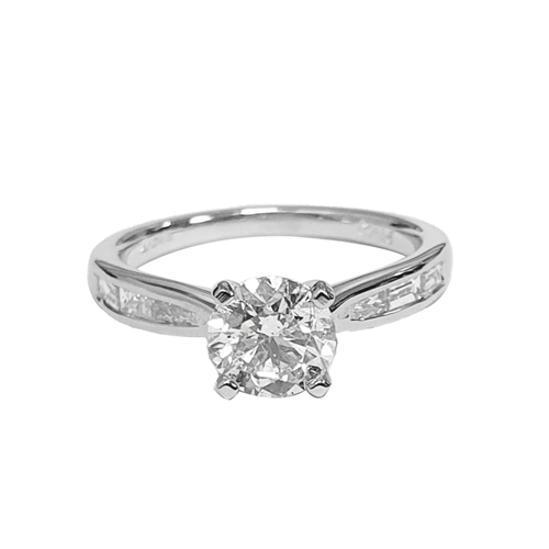 1.30ct Si1/G Round Diamond Shoulder Set Engagement Ring