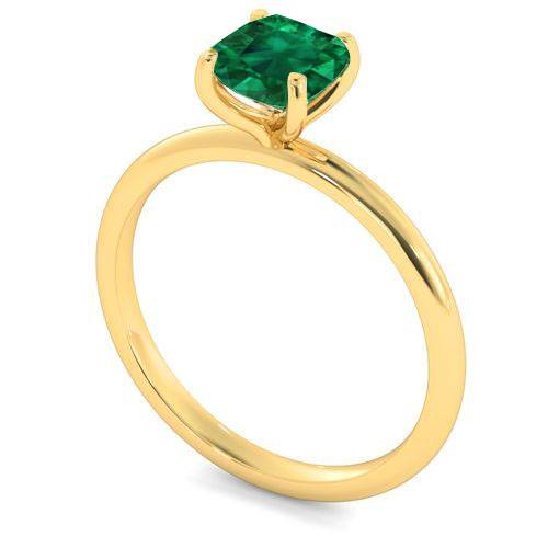 Fancy Emerald Green Cushion Diamond Solitaire Ring F