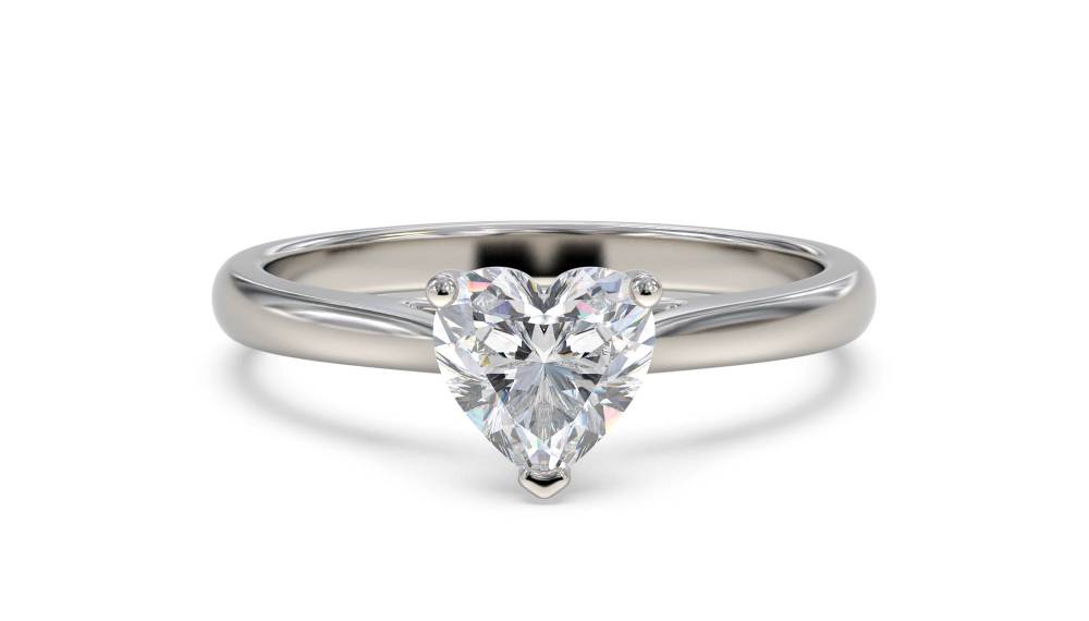 Classic Heart Diamond Engagement Ring set in Platinum