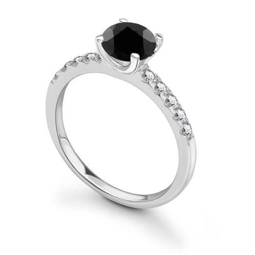 Black Diamond Shoulder Set Ring P