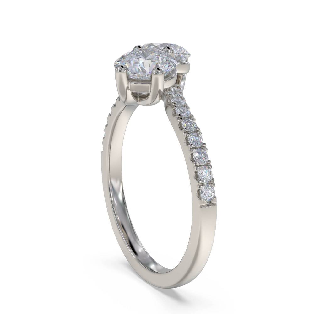 Two Stone Round Diamond Shoulder Set Ring P