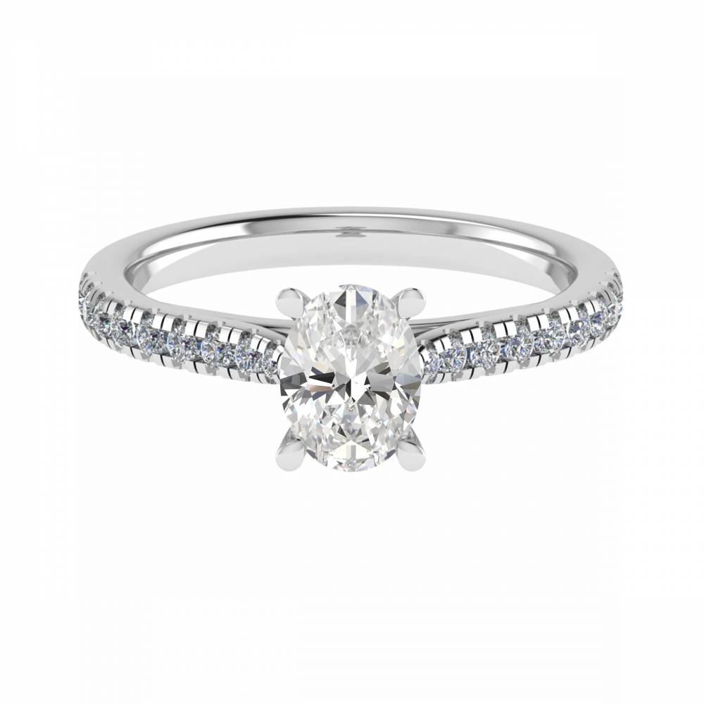 0.50ct Oval Diamond Shoulder Set Ring W