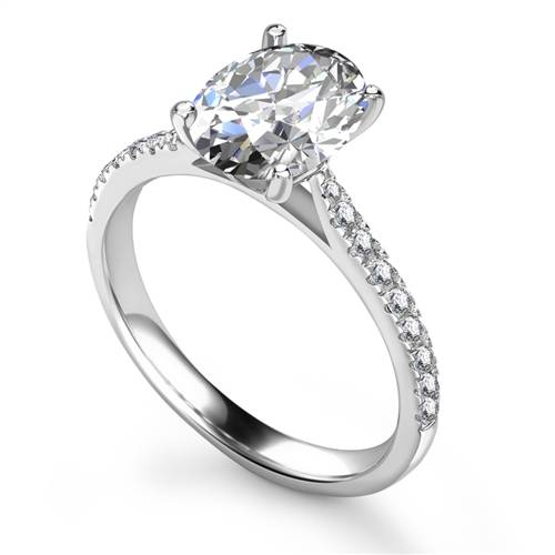 0.50ct Oval Diamond Shoulder Set Ring W