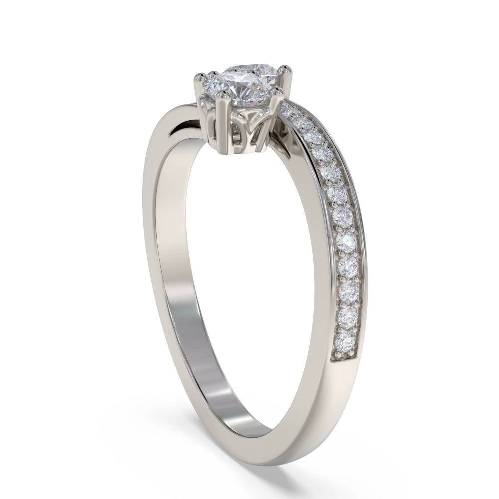 Two Stone Round Diamond Shoulder Set Ring set in Platinum