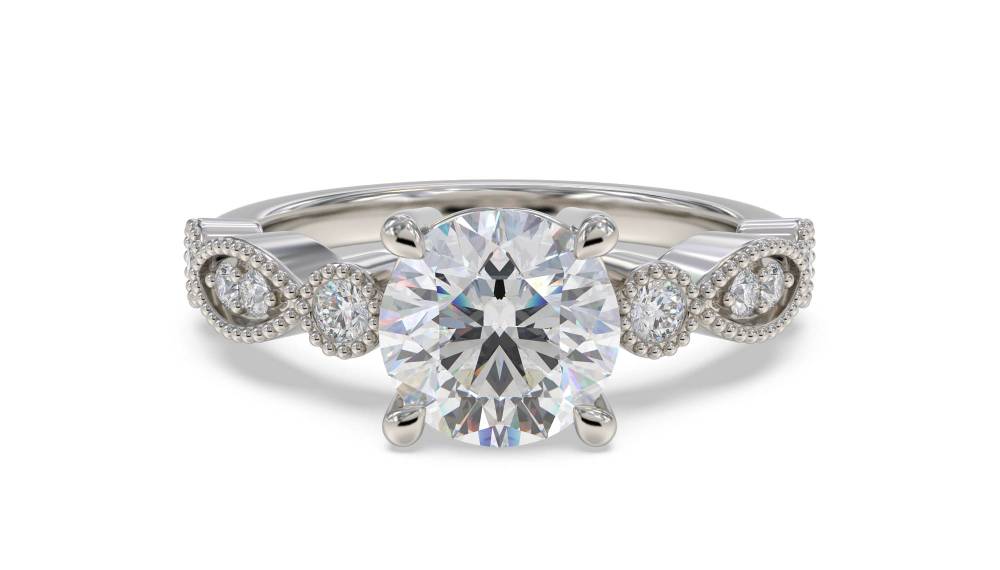 Round Diamond Shoulder Set Ring set in Platinum