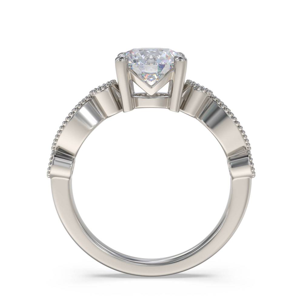 Round Diamond Shoulder Set Ring set in Platinum