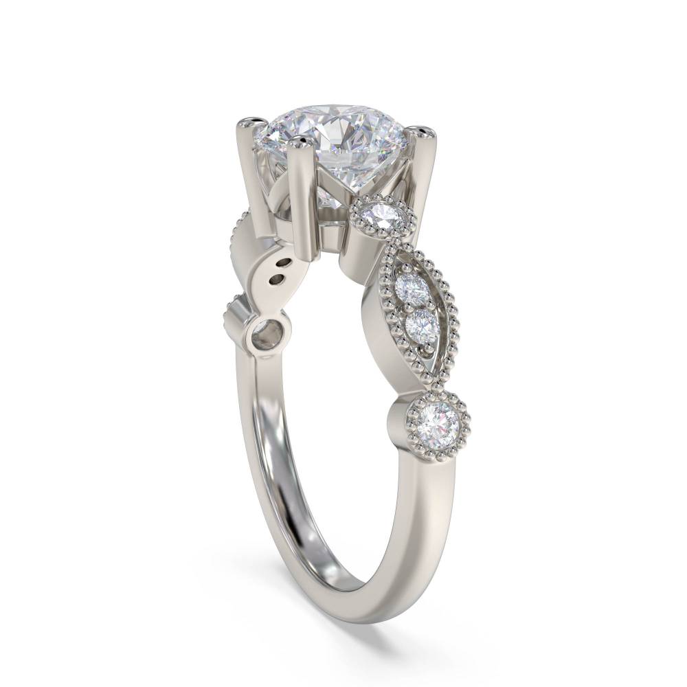 Round Diamond Shoulder Set Ring set in Platinum