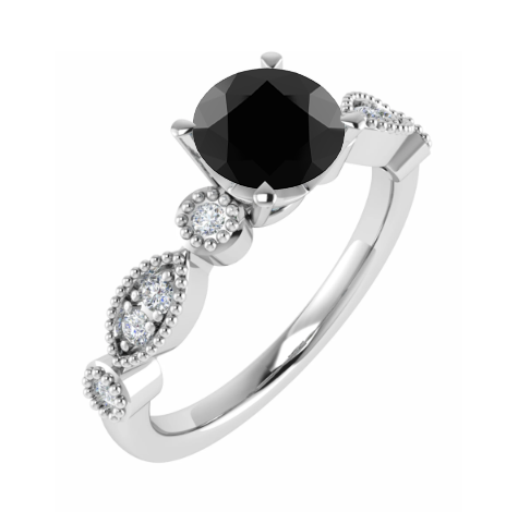 Black Diamond Shoulder Set Ring P