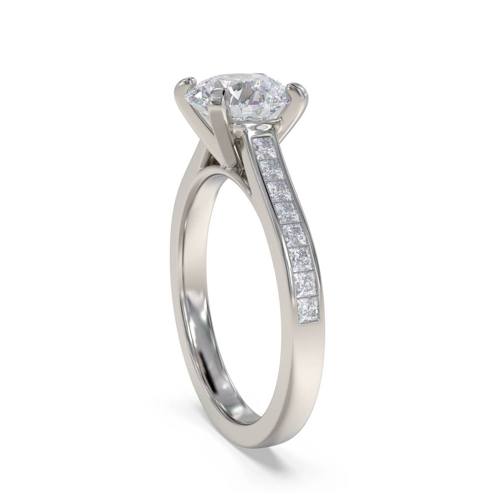 Round Diamond Shoulder Set Ring set in Platinum