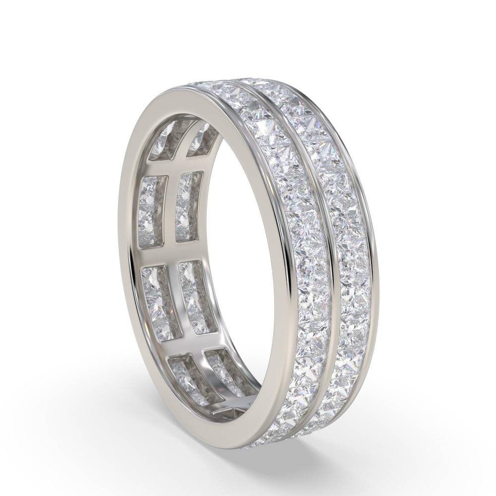 Two Row Princess Cut Diamond Full Eternity Ring P