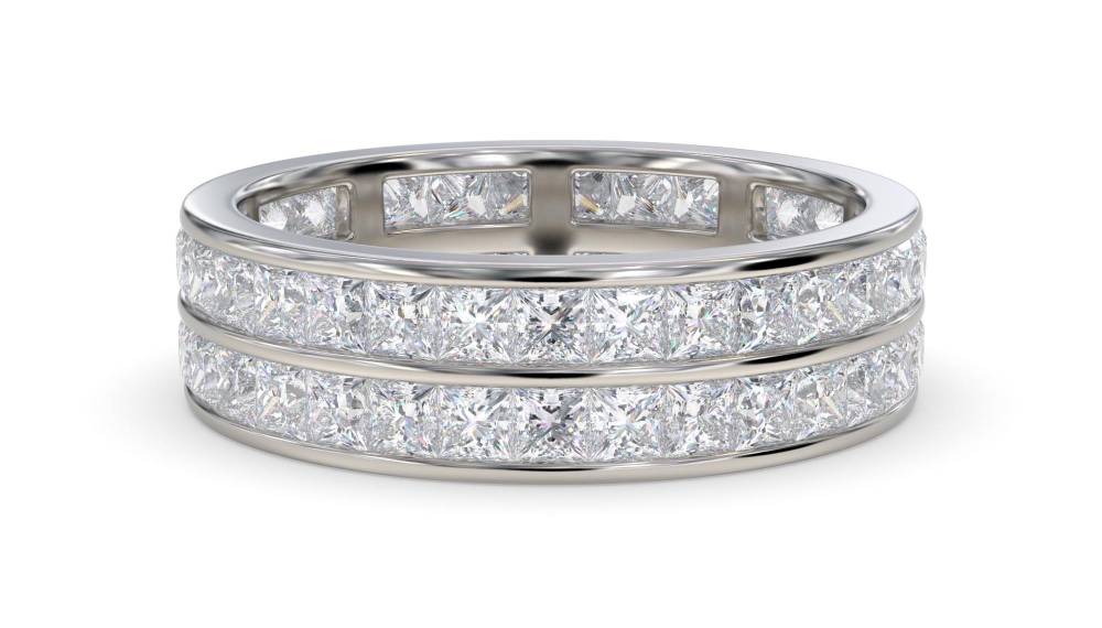 Two Row Princess Cut Diamond Full Eternity Ring P