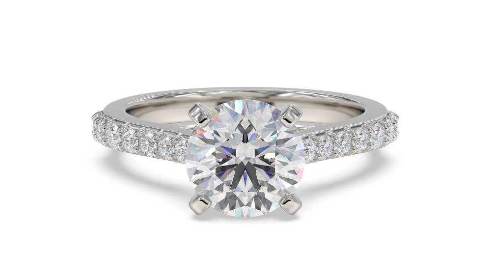 Round Diamond Shoulder Set Ring set in Platinum