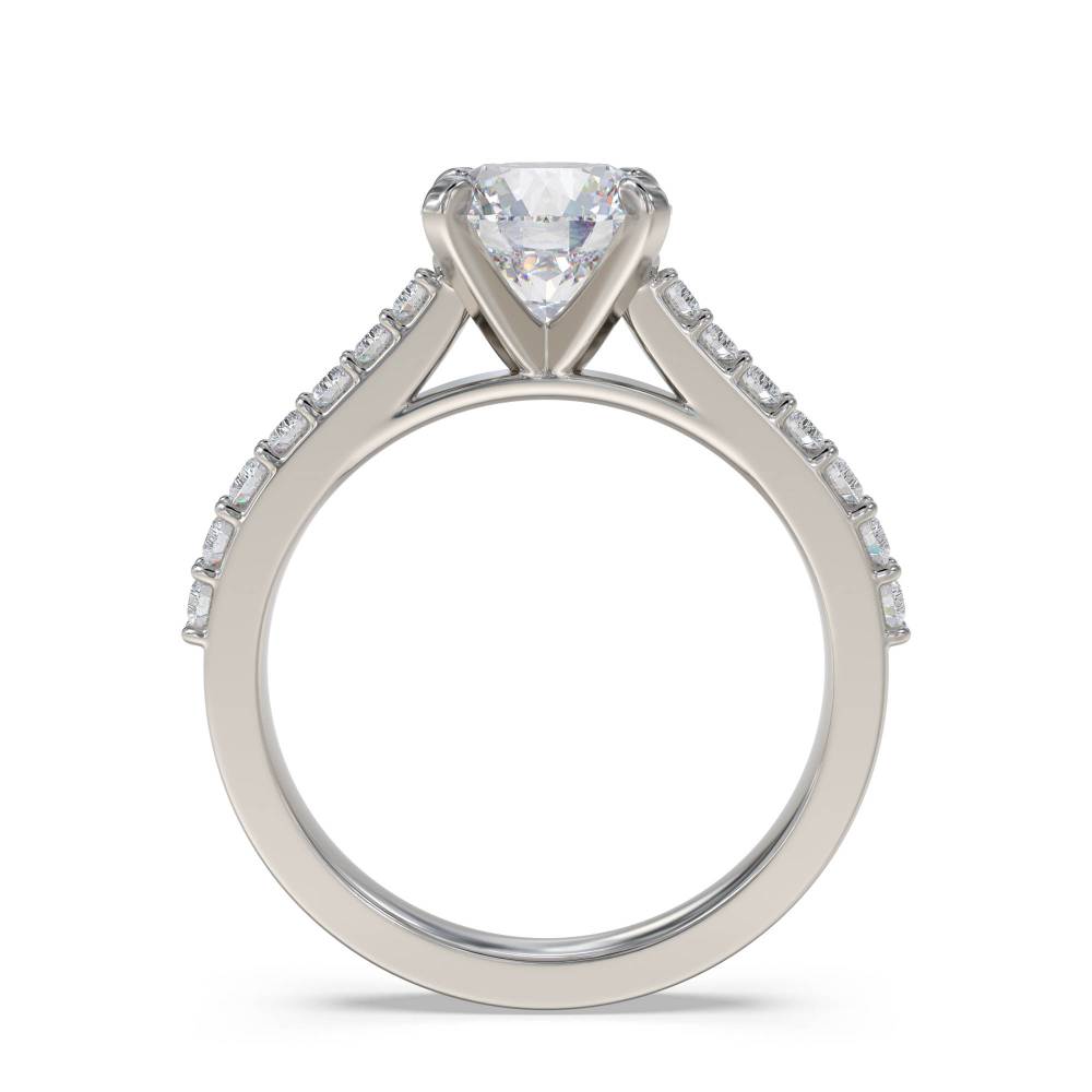 Round Diamond Shoulder Set Ring set in Platinum