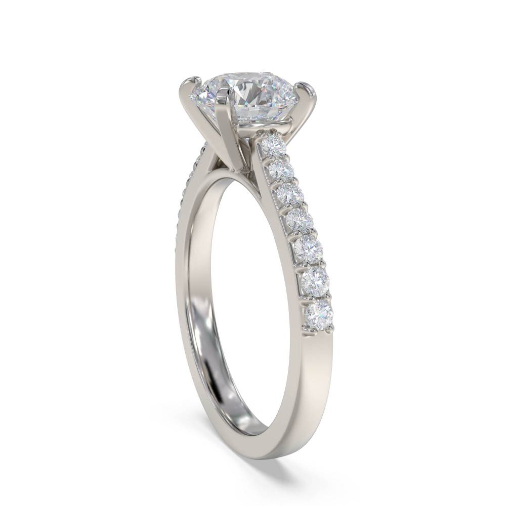 Round Diamond Shoulder Set Ring set in Platinum