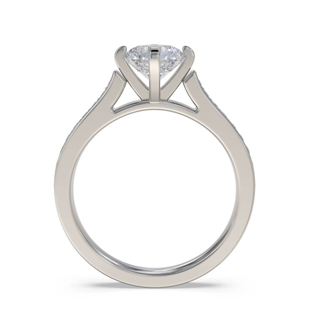 Round Diamond Shoulder Set Ring set in Platinum