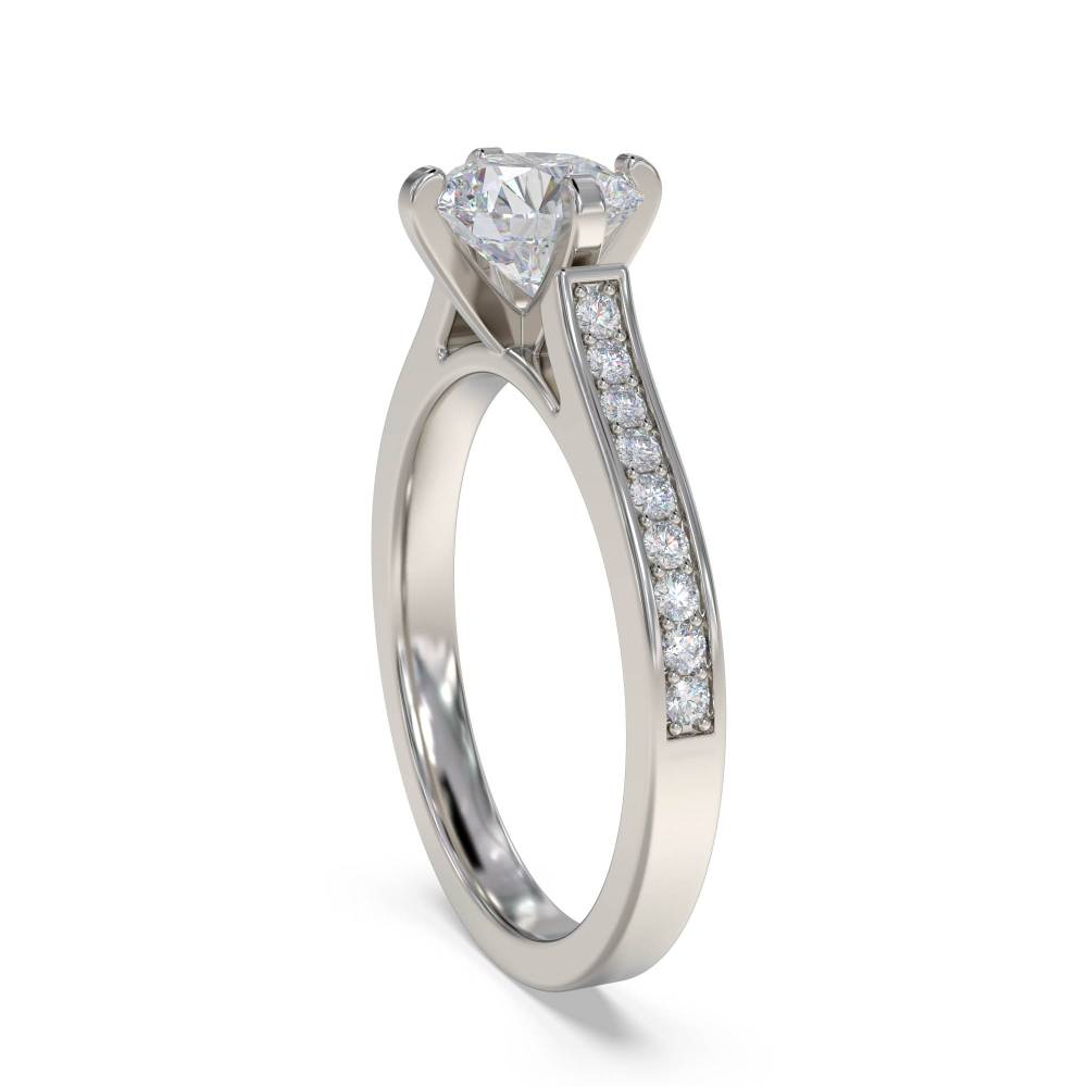 Round Diamond Shoulder Set Ring set in Platinum