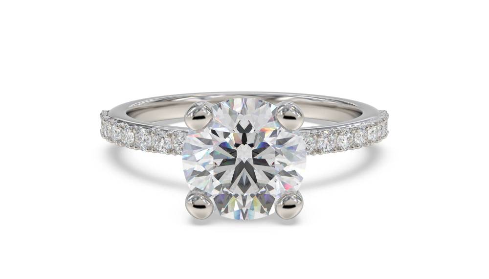 Round Diamond Shoulder Set Ring set in Platinum