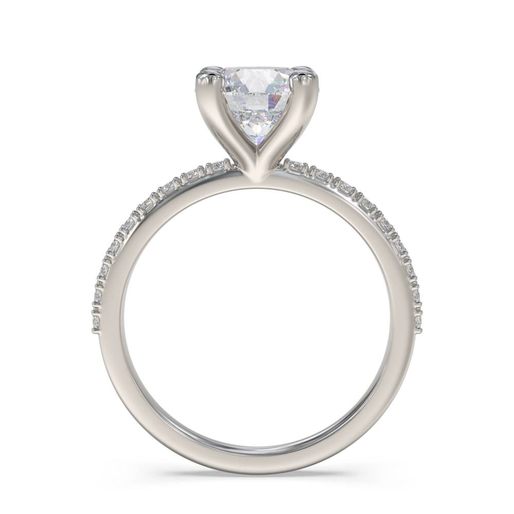 Round Diamond Shoulder Set Ring set in Platinum