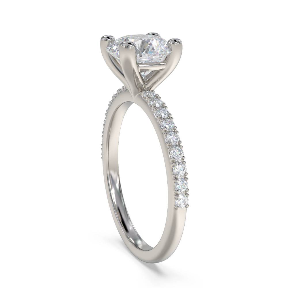 Round Diamond Shoulder Set Ring set in Platinum