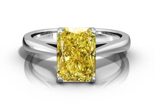 Elegant Fancy Yellow Radiant Diamond Engagement Ring P