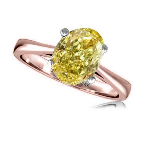 Fancy Yellow Oval Diamond Solitaire Ring Y