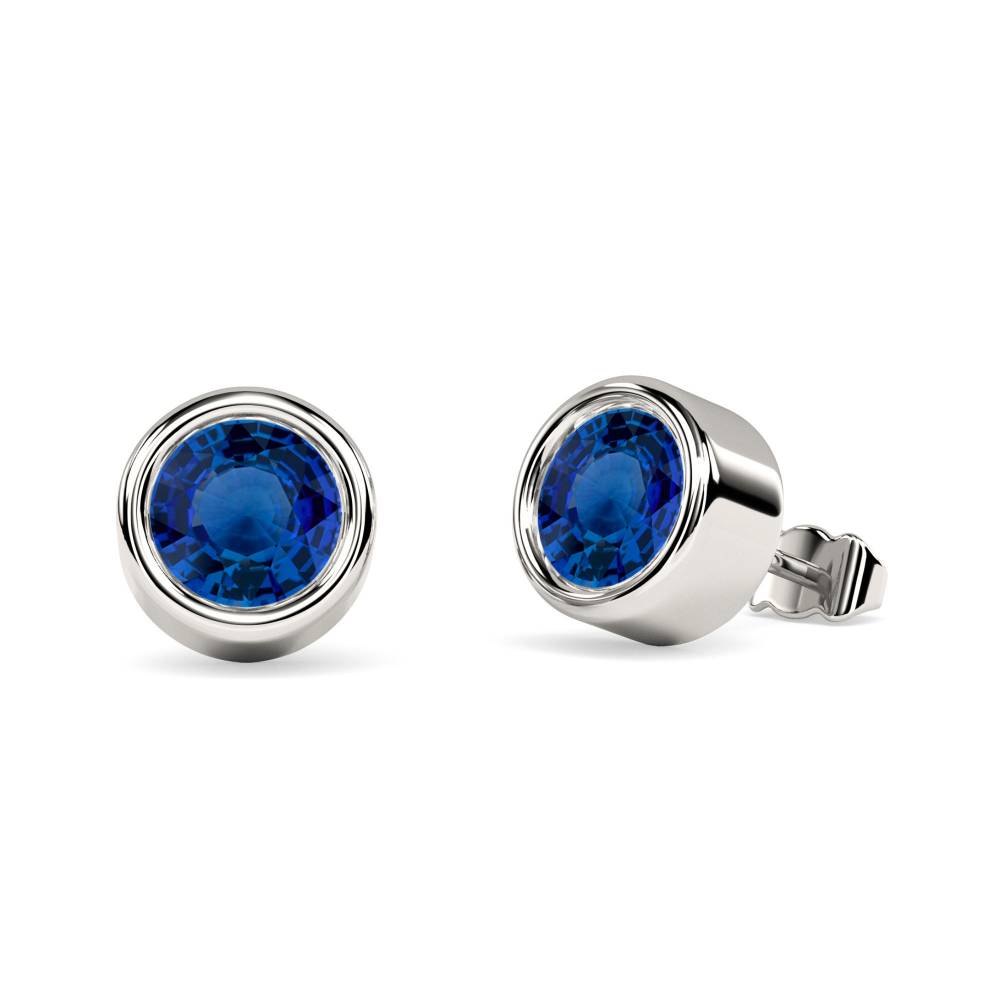 Mens Blue Sapphire Gemstone Single Stud Earring P