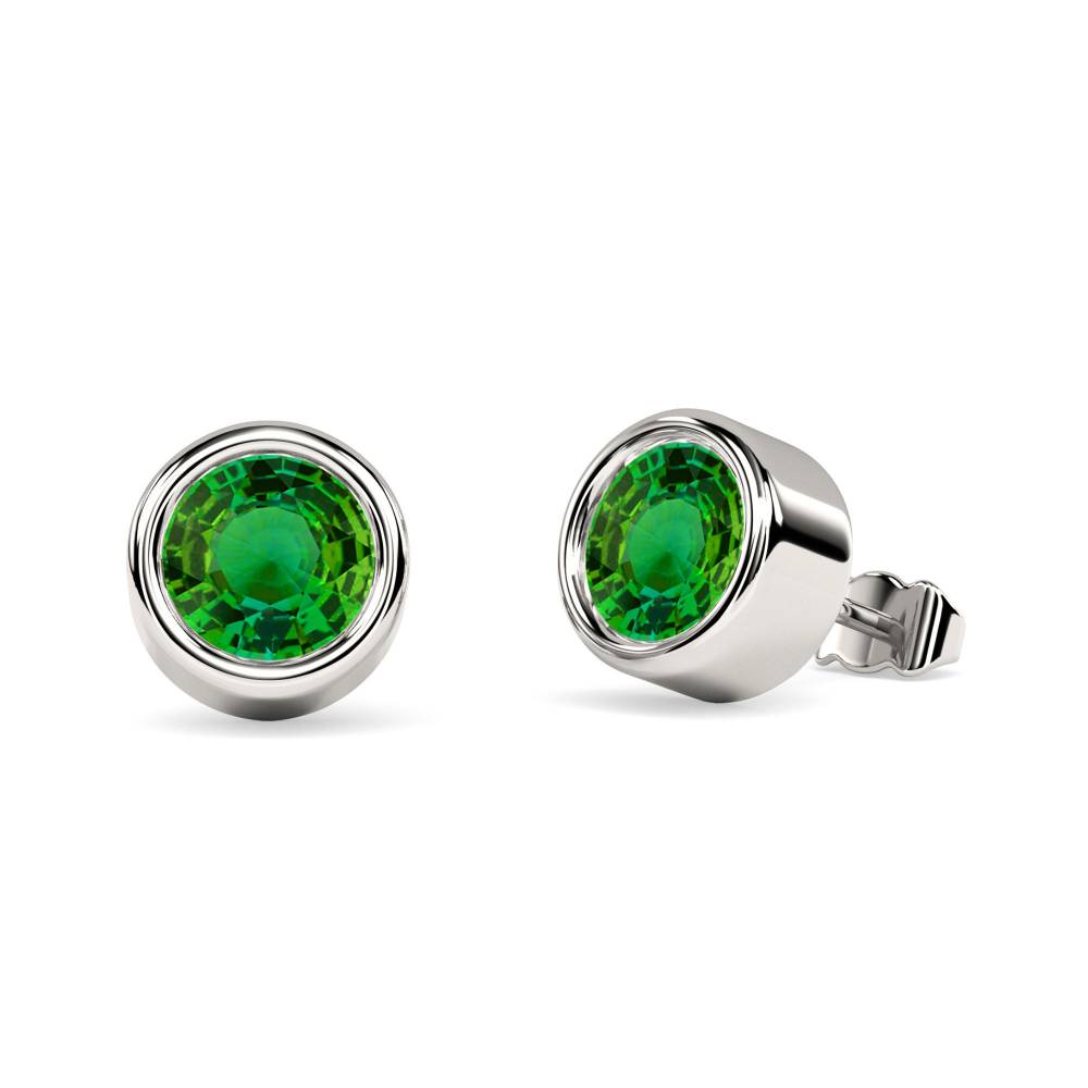 Mens Green Emerald GemStone Single Stud Earring P