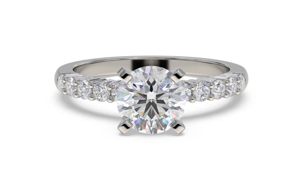 Round Diamond Shoulder Set Ring set in Platinum