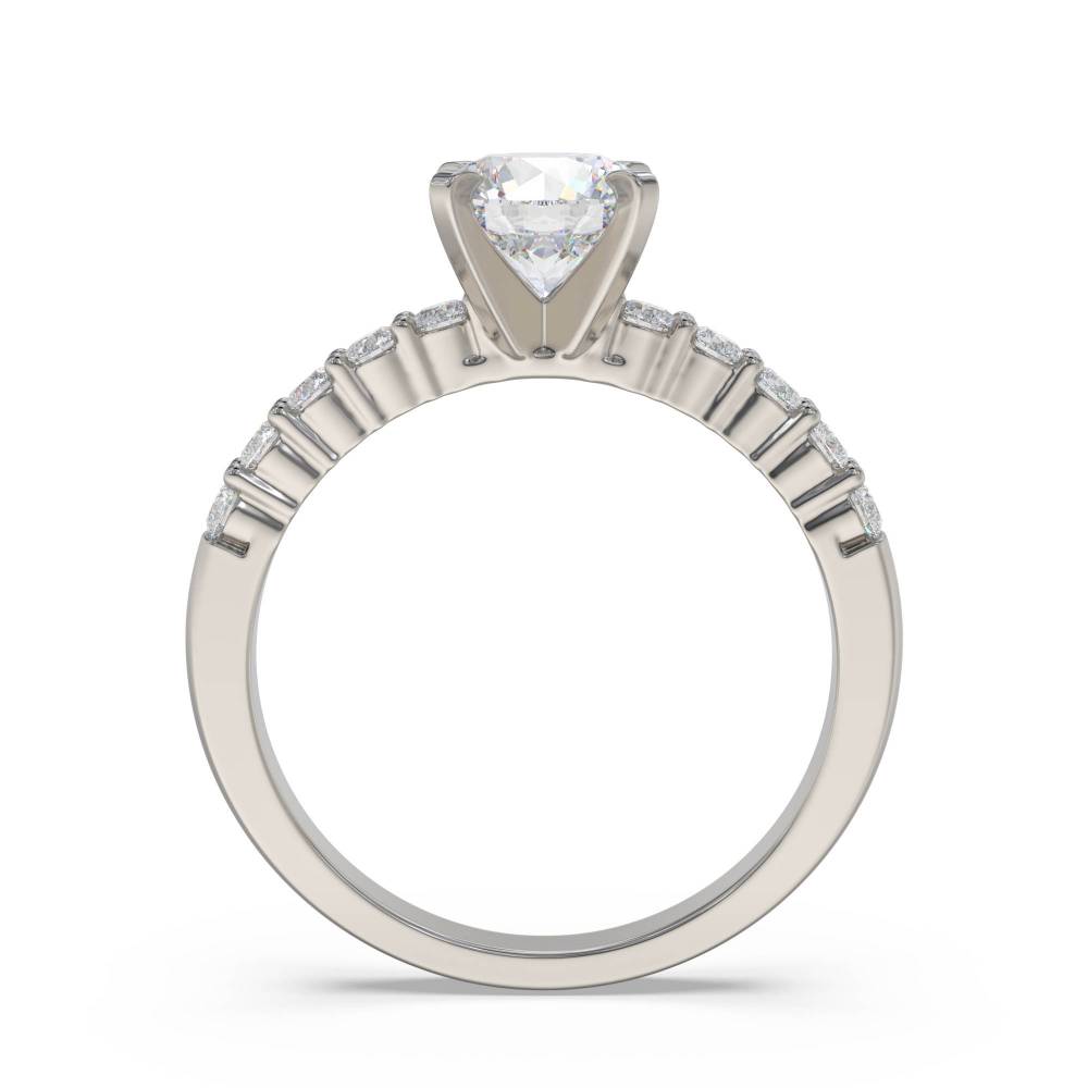 Round Diamond Shoulder Set Ring set in Platinum