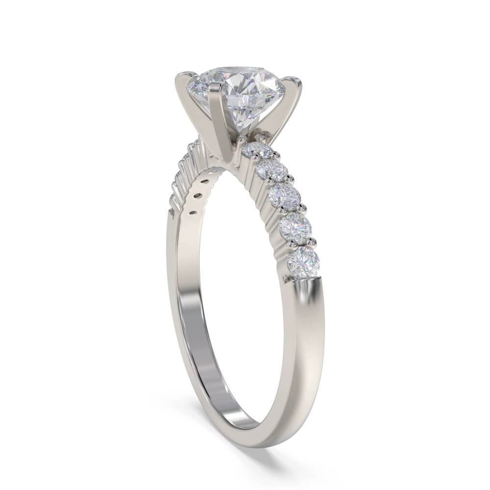 Round Diamond Shoulder Set Ring set in Platinum