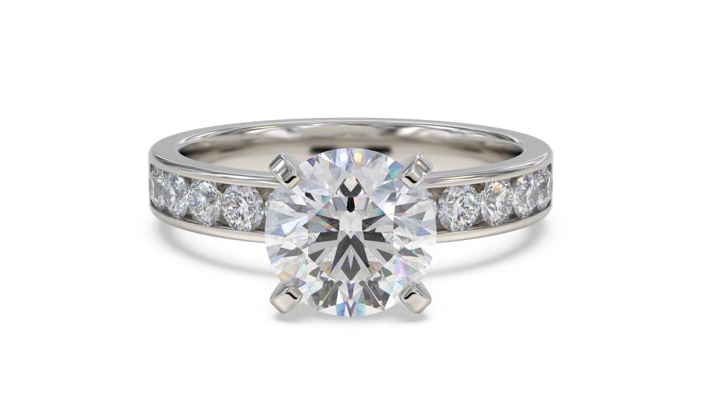 Round Diamond Shoulder Set Ring set in Platinum