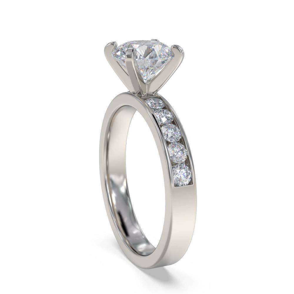 Round Diamond Shoulder Set Ring set in Platinum