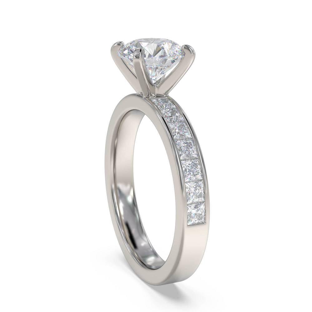 Round Diamond Shoulder Set Ring set in Platinum