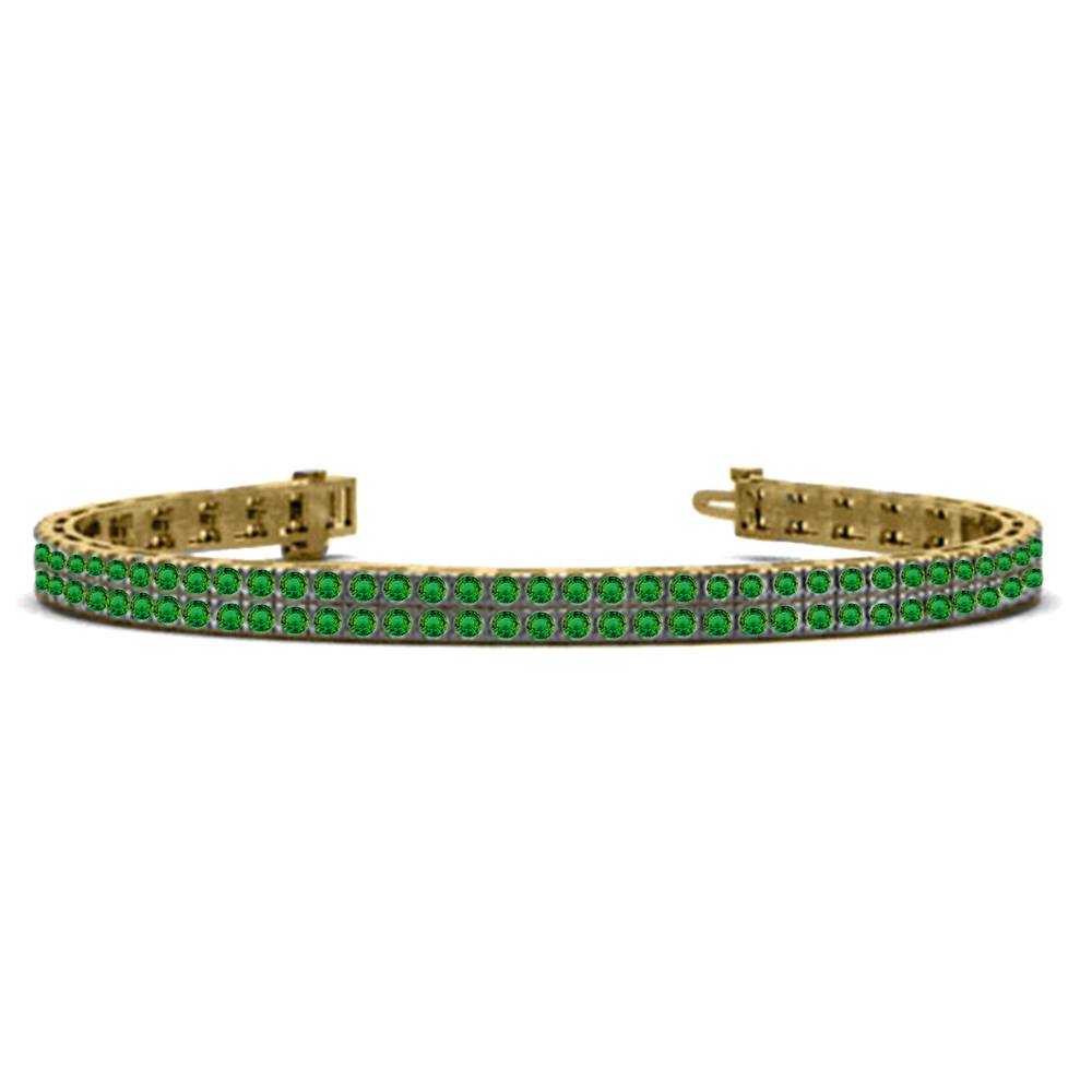 Mens Double Row Round Green Emerald Tennis Bracelet Image