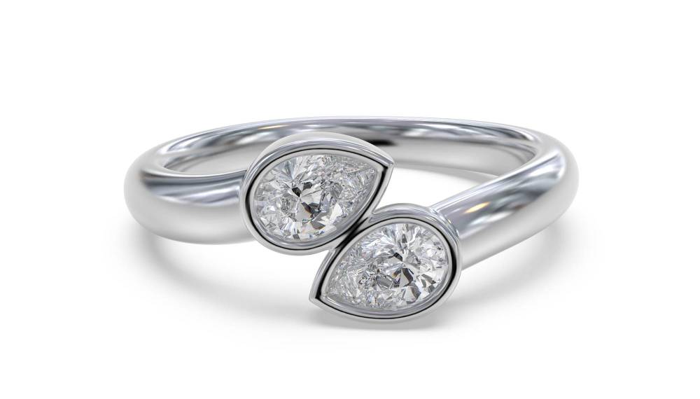 2 Stone Toi Et Moi Diamond Ring set in White Gold