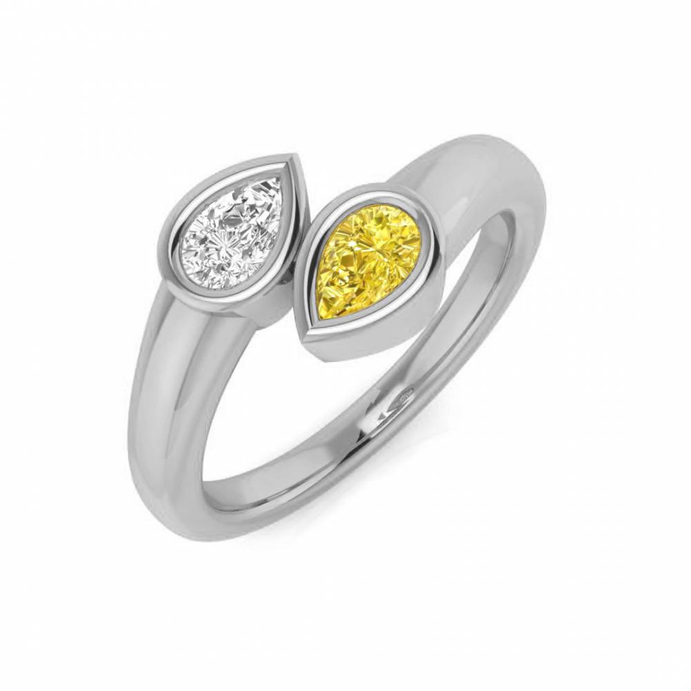 2 Stone Toi Et Moi Pear Yellow Diamond Ring W