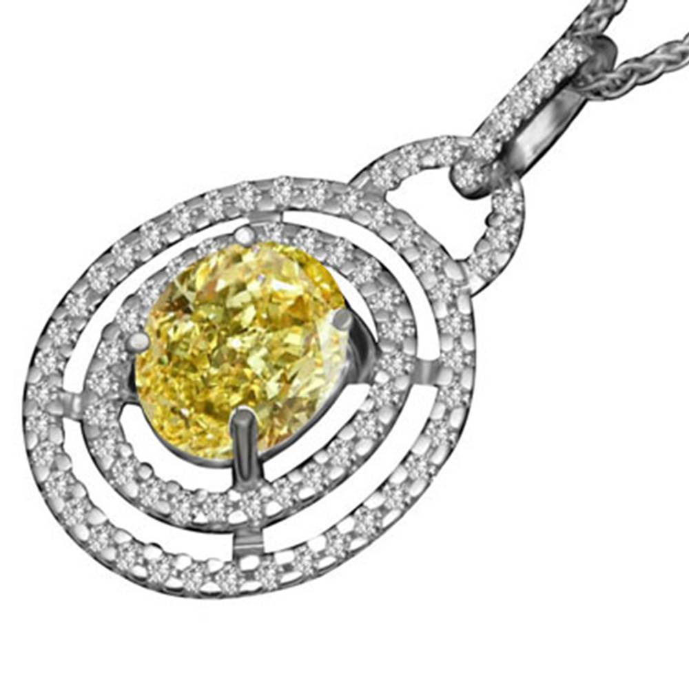 Fancy Yellow Oval Diamond Halo Pendant P