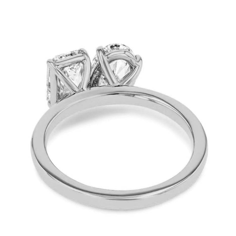 Emerald & Oval Two Stone Diamond Ring Image