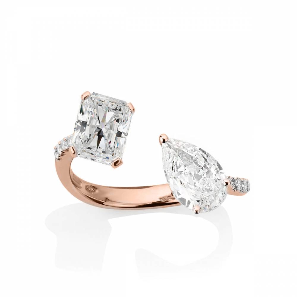 Radiant & Pear Two Stone Diamond Ring Image