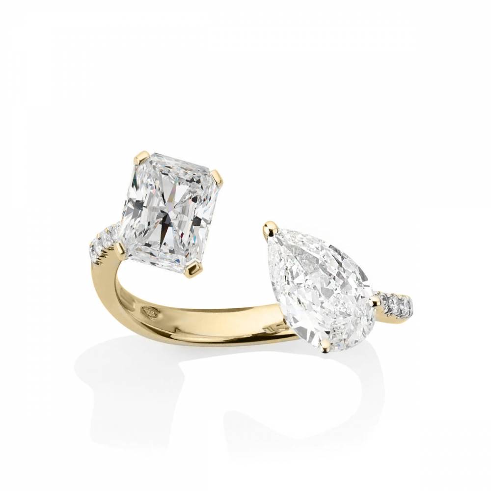 Radiant & Pear Two Stone Diamond Ring Image