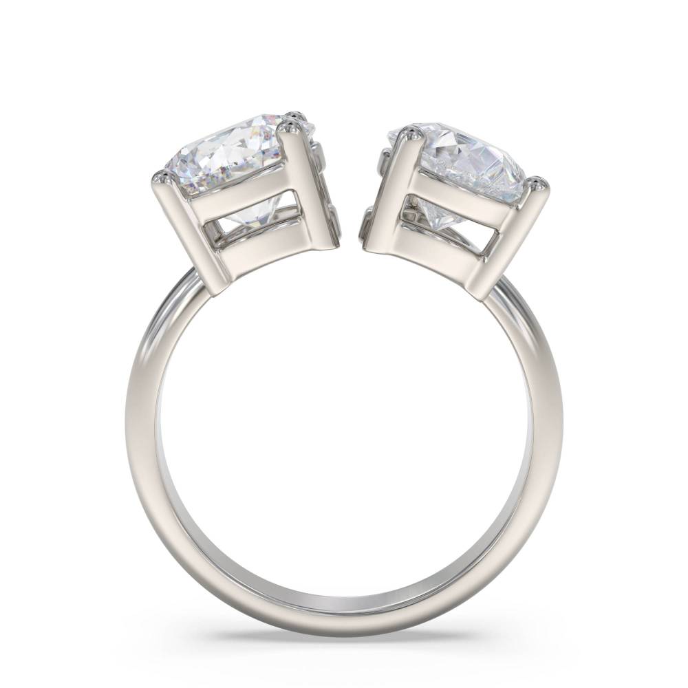 Round & Pear Two Stone Diamond Ring set in Platinum