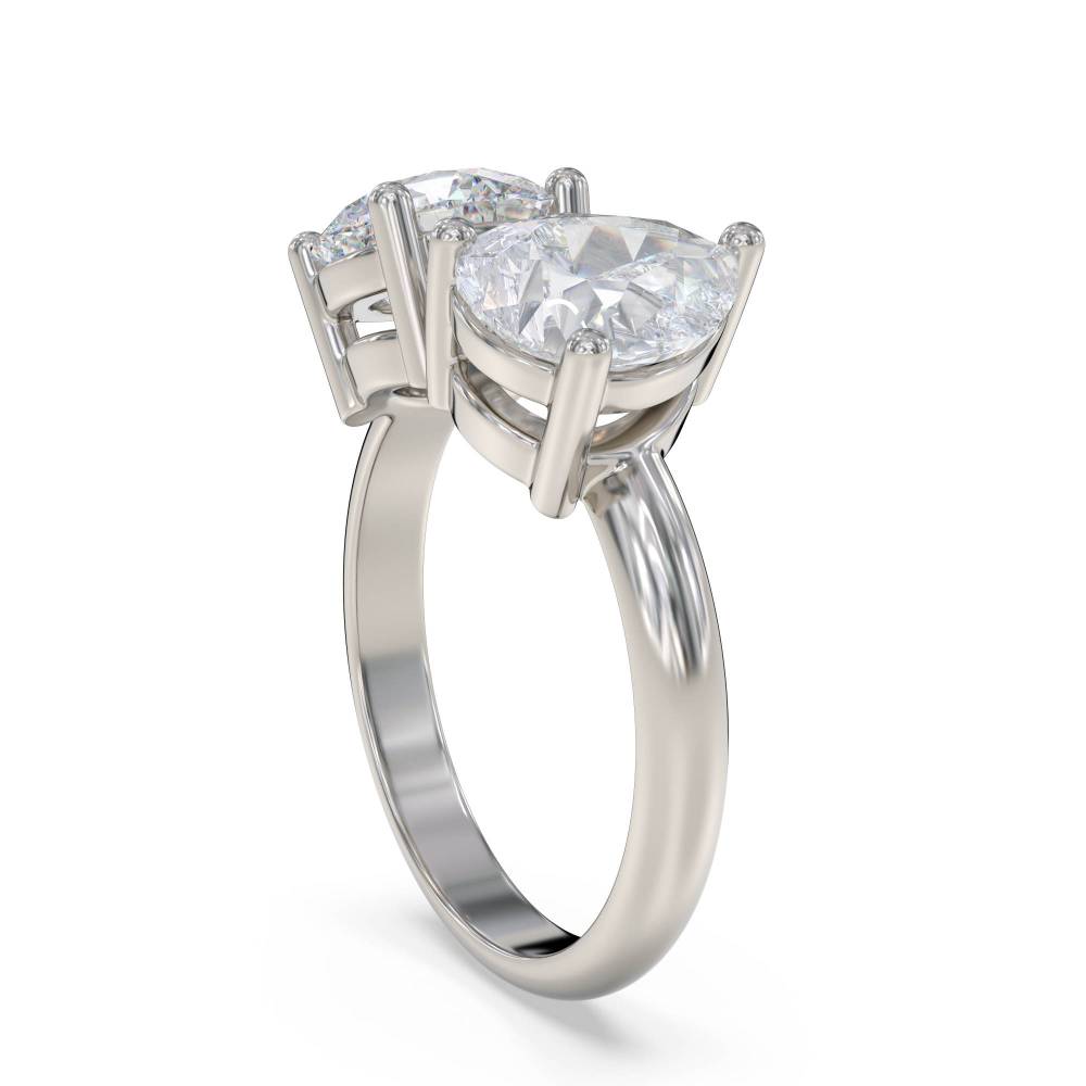 Round & Pear Two Stone Diamond Ring set in Platinum