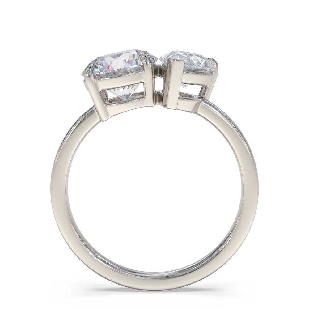 Round & Pear Two Stone Diamond Ring set in Platinum