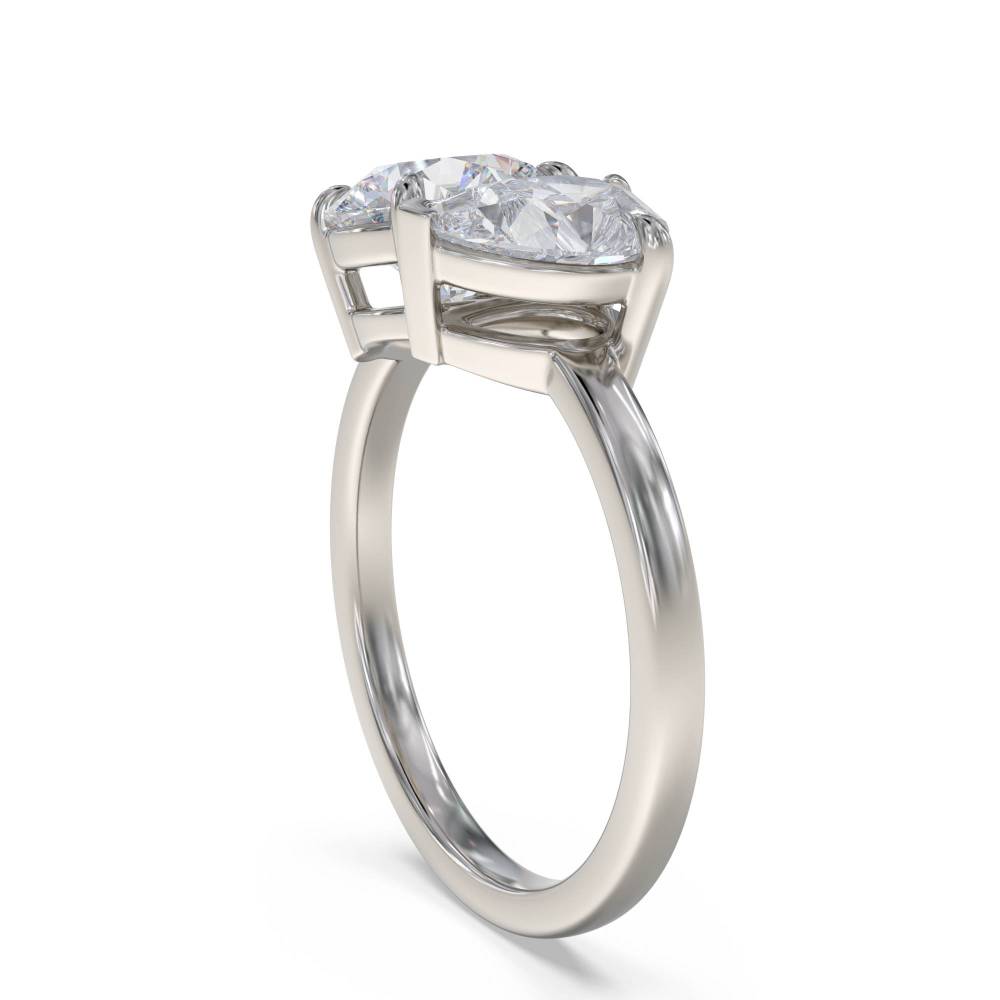 Round & Pear Two Stone Diamond Ring set in Platinum