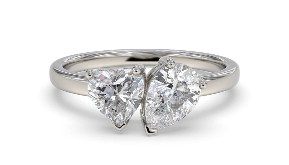 Heart & Pear Two Stone Diamond Ring P