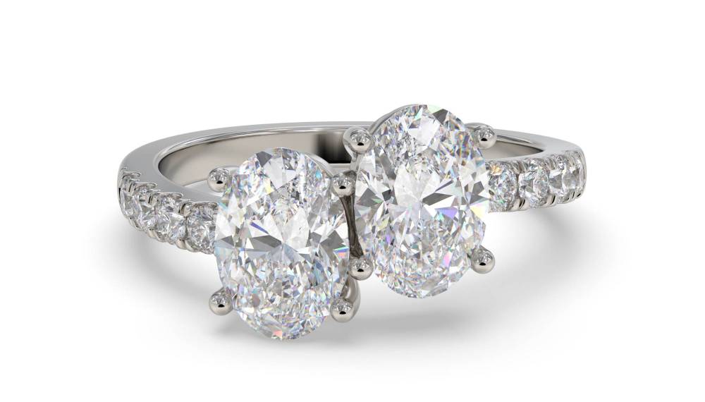 Oval Two Stone Diamond Ring set in Platinum