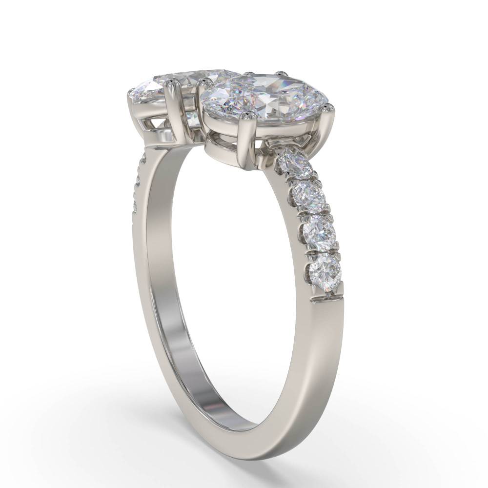 Oval Two Stone Diamond Ring set in Platinum