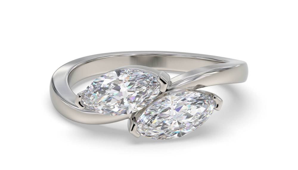 Marquise Two Stone Diamond Ring set in Platinum